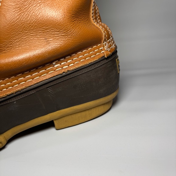 LL Bean Boots Womens 9M Duck Bean Lace Up Classic Rain Work Leather Brown - Picture 9 of 9